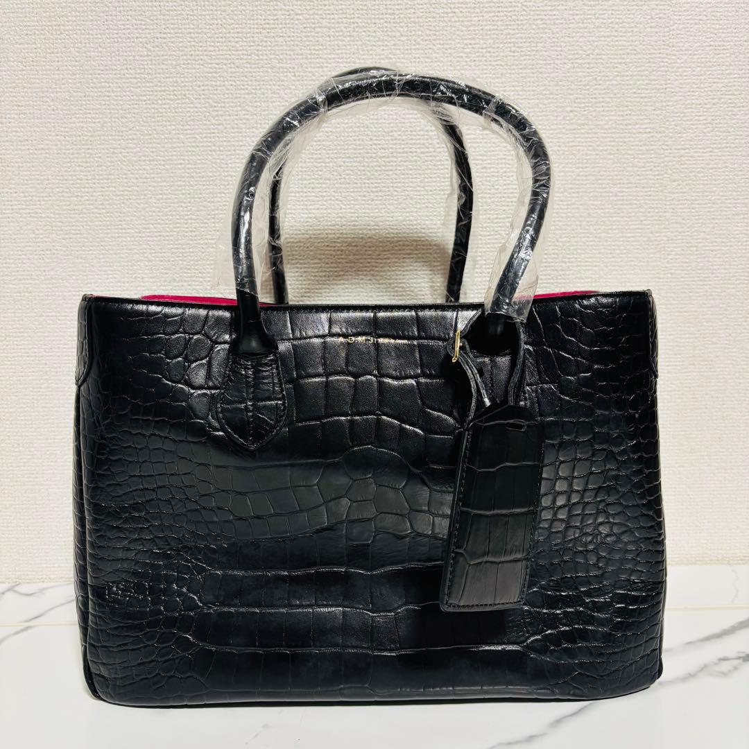 美品 ADMJ クロコ型押し レザー トートバッグ 肩掛け A4収納可