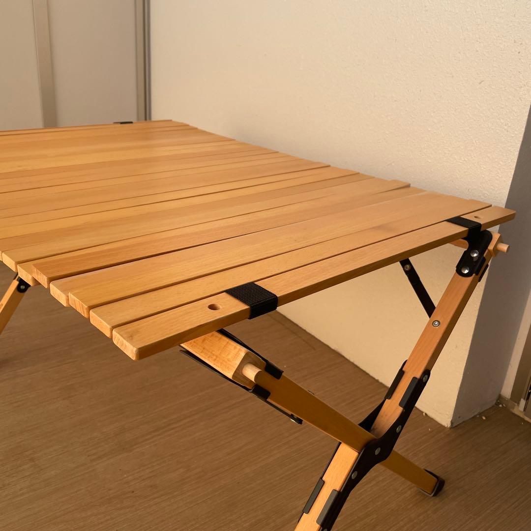 【室内使用美品】ハイランダー ウッドロールトップテーブル90 & ペアマグ特典付 ウッドロールトップテーブルLIGHT アウトドア キャンプ ローテーブル