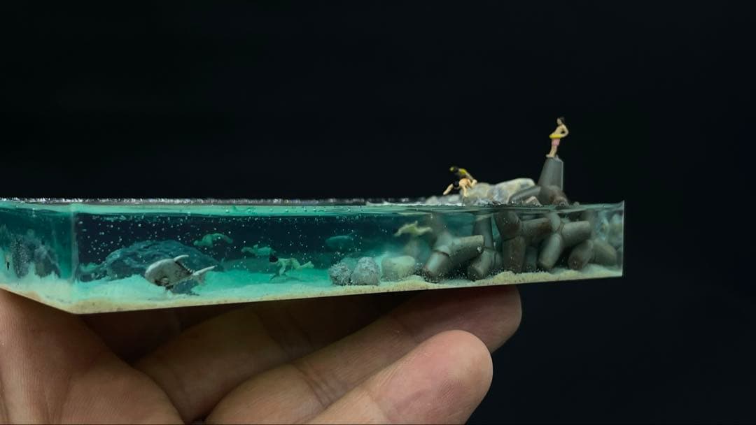 清流で泳ぐ子供たち ジオラマ - メルカリ