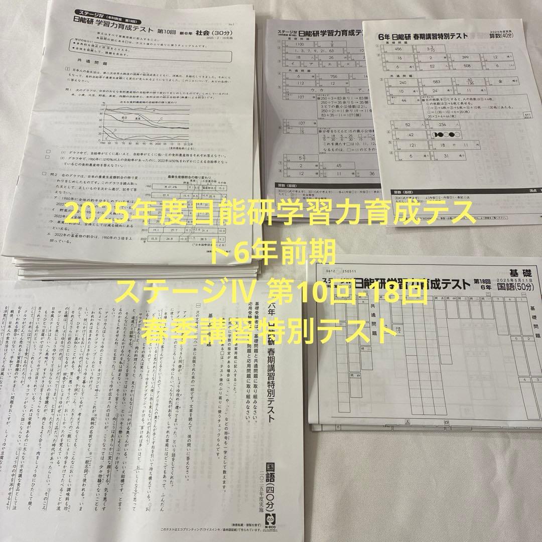 2025年度日能研学習力育成テスト6年前期　2月-5月 春季特別講習テスト