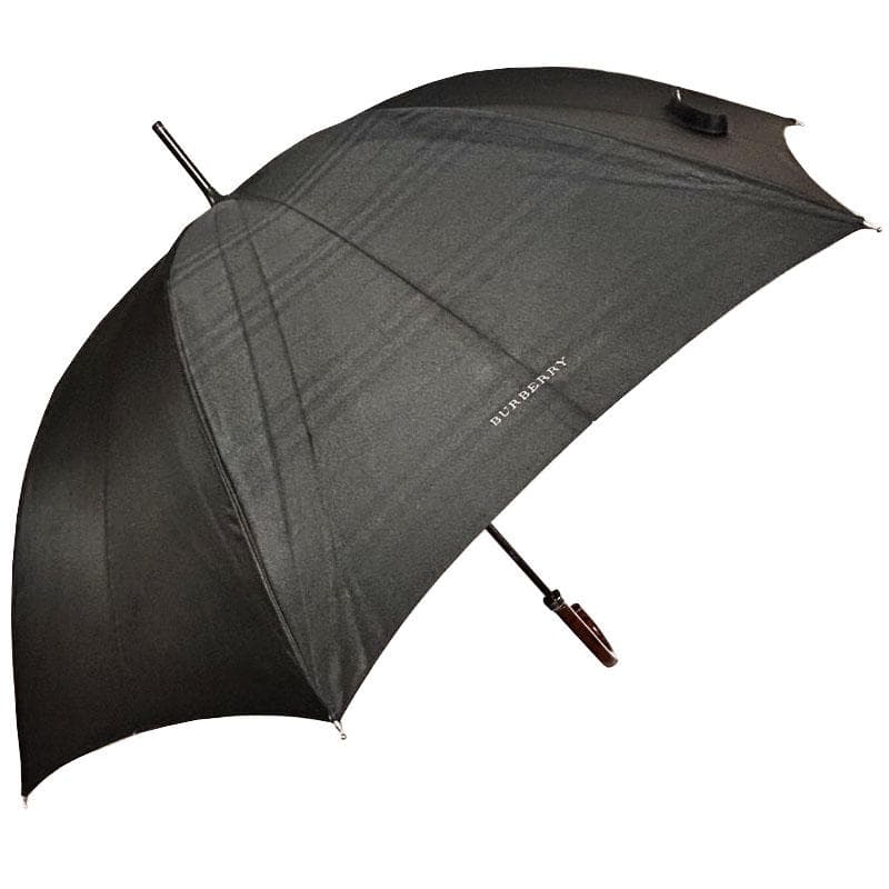 美品 バーバリー BURBERY 長傘 黒無地 裏ベージュバーバリーノバチェック
