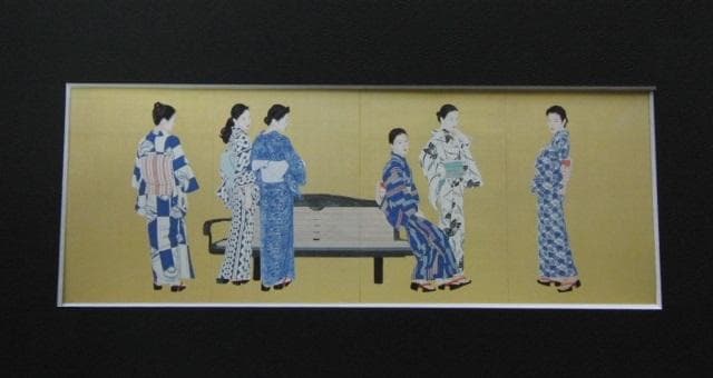 青山亘幹、【夏】、希少な額装用画集画、新品高級額 額装付、状態良好