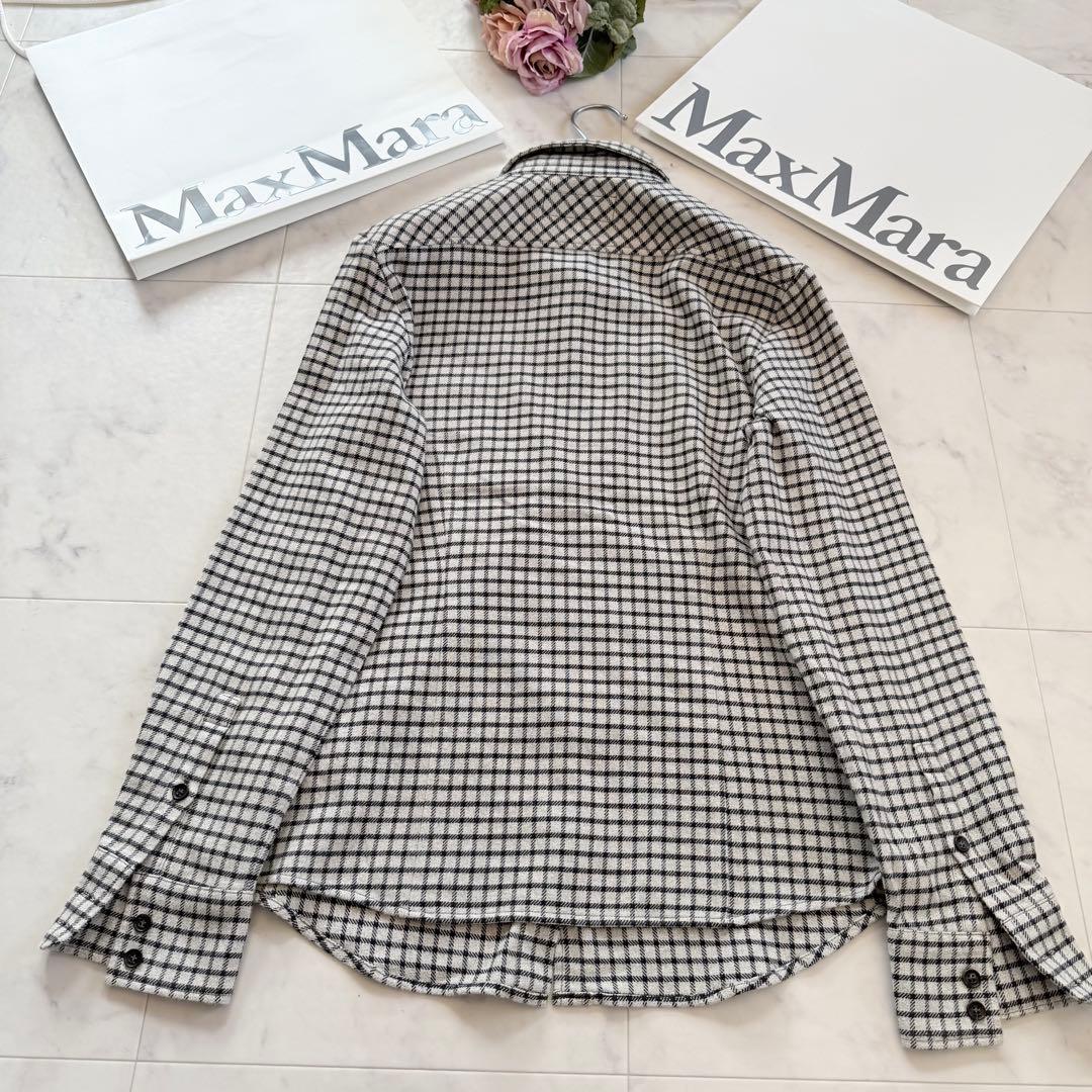 美品☆マックスマーラ バージンウールケーブルニットセーター チェック