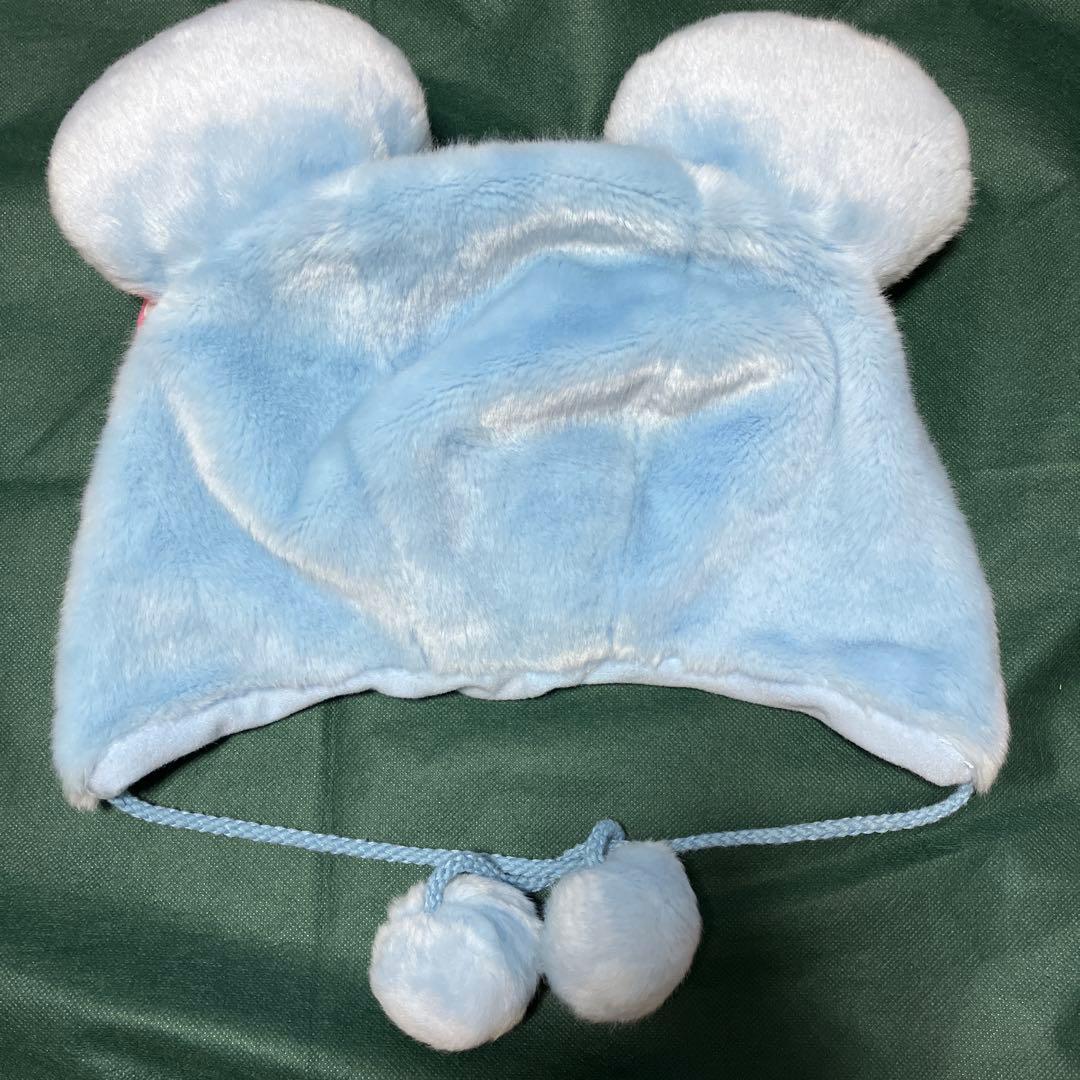 ディズニー ミニー ファンキャップ ビジュー 水色 水玉 リボン 廃盤品