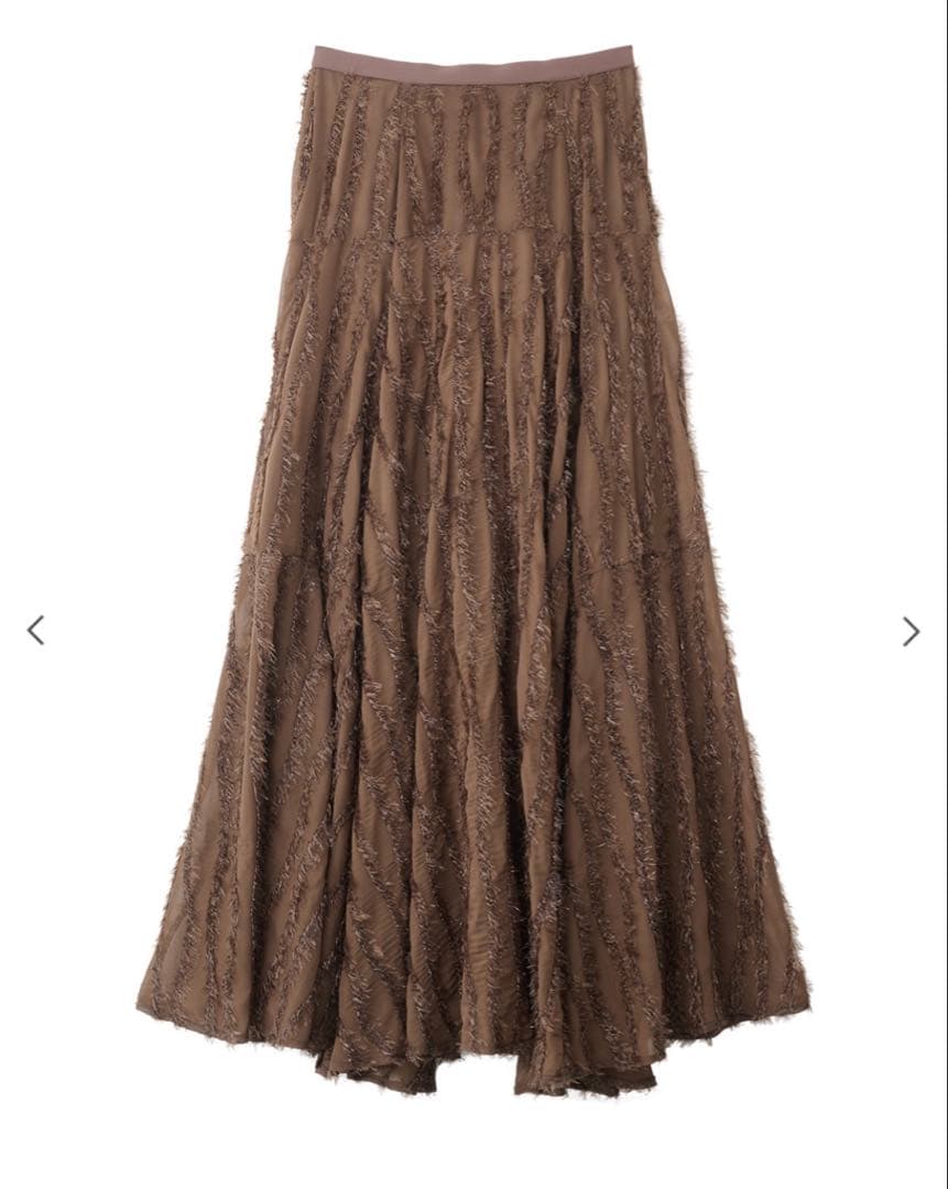 COCODEAL ウェーブフラッフィーフレアスカート（ブラウン）