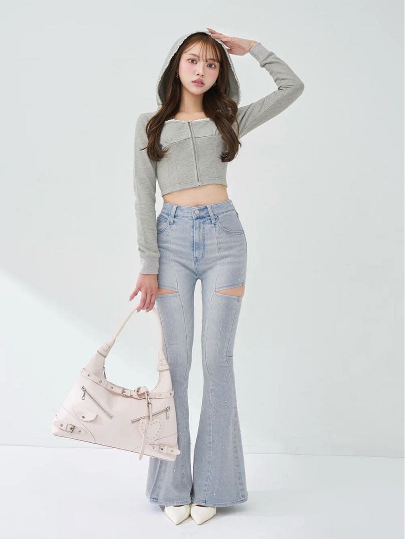 Darich ドロップビジューフレアデニムパンツ xs - メルカリ