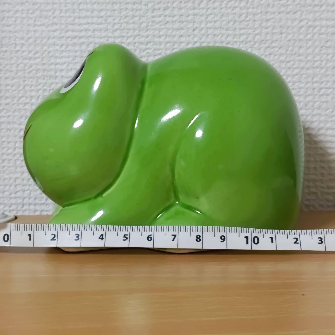 13cmコーワ貯金箱カエル陶器ケロちゃん置き物コロちゃんソフビ紙袋つき