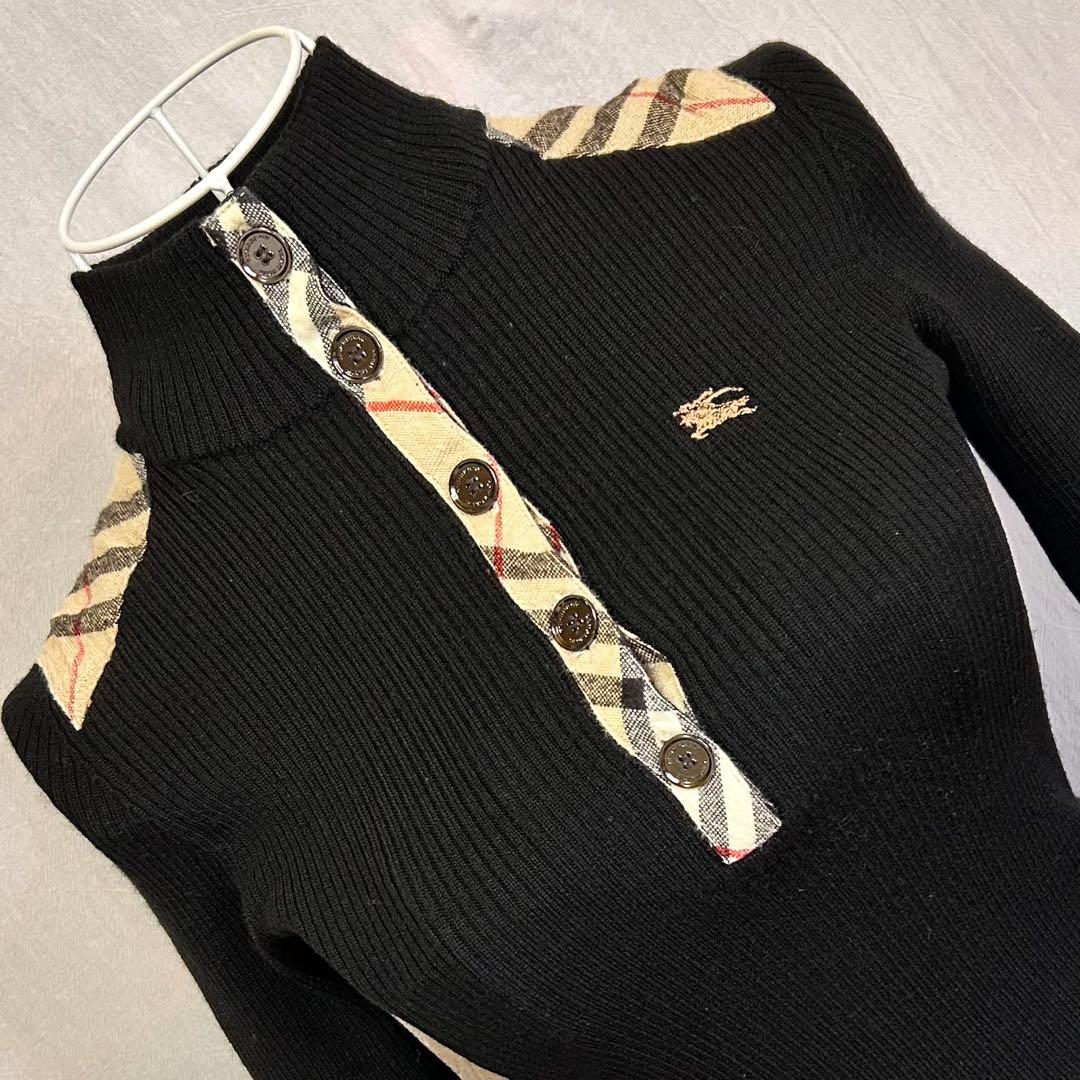 美品 バーバリーブルーレーベル ニット セーター ハイネック ノバ