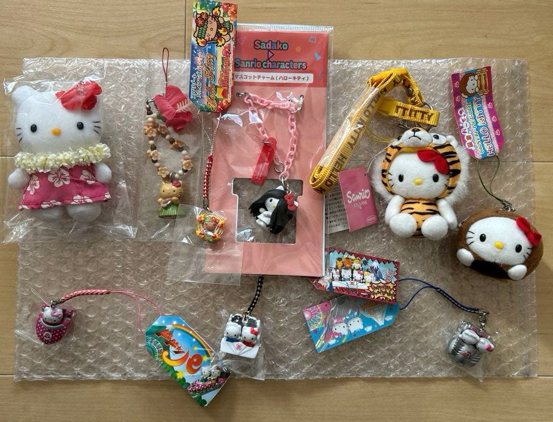 キティ　ご当地　ストラップ　マスコット　根付け　日焼け　ハワイ　ネックストラップ