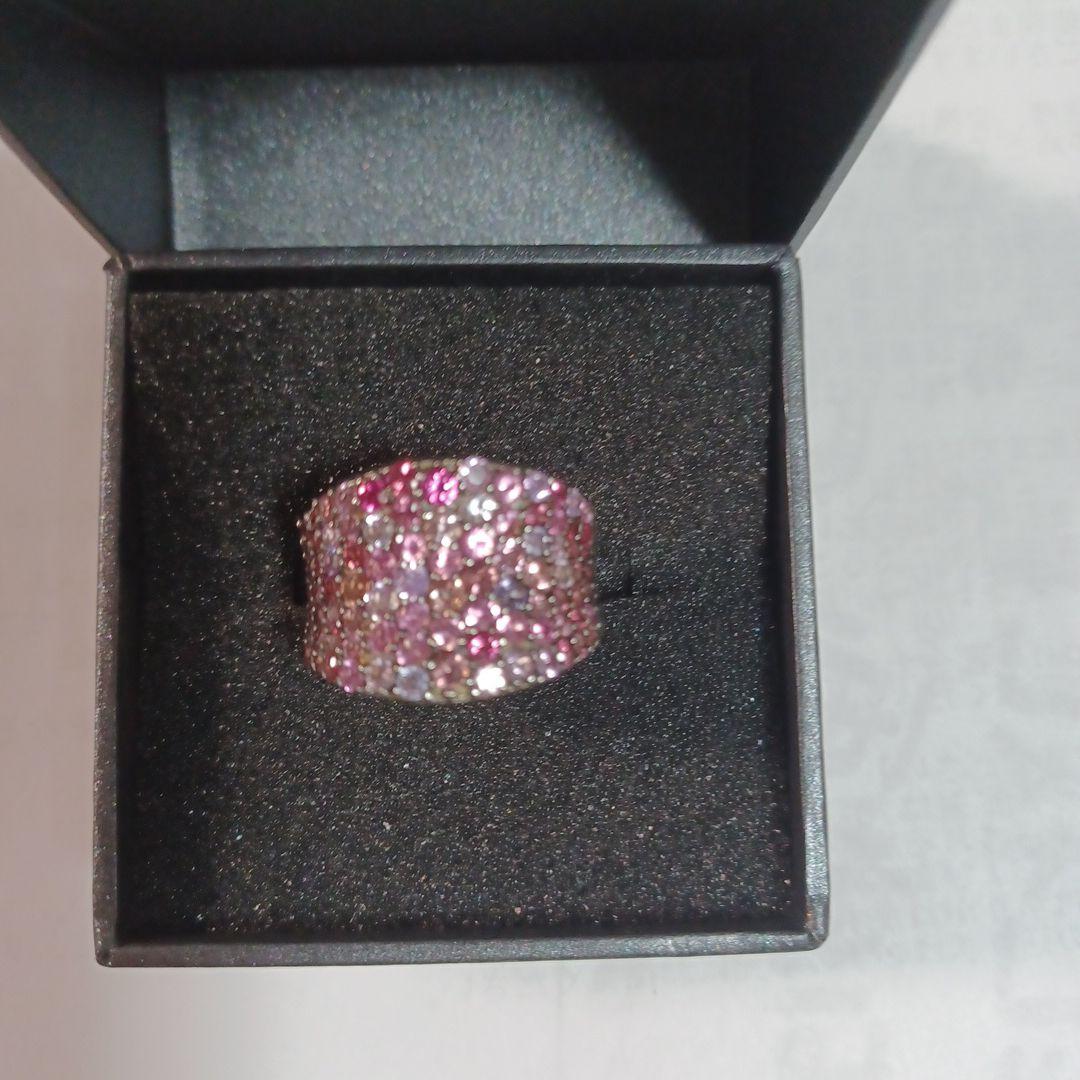 マルチカラー　スピネル リング　パラジウムシルバー950 ピンク系 　GSTV