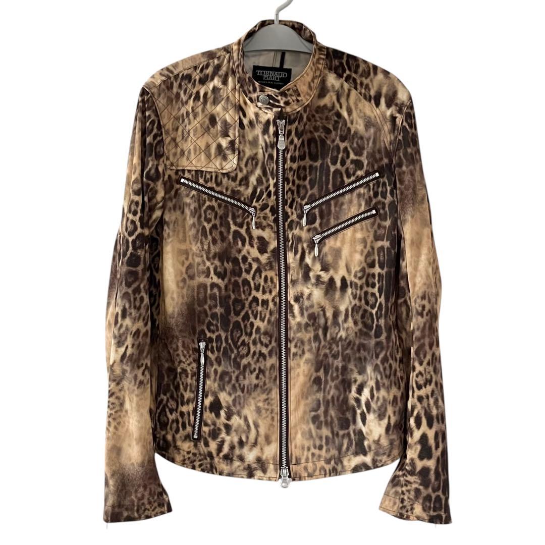 00s TORNADO MART ヒョウ柄 ポリ ライダースジャケット グランジ