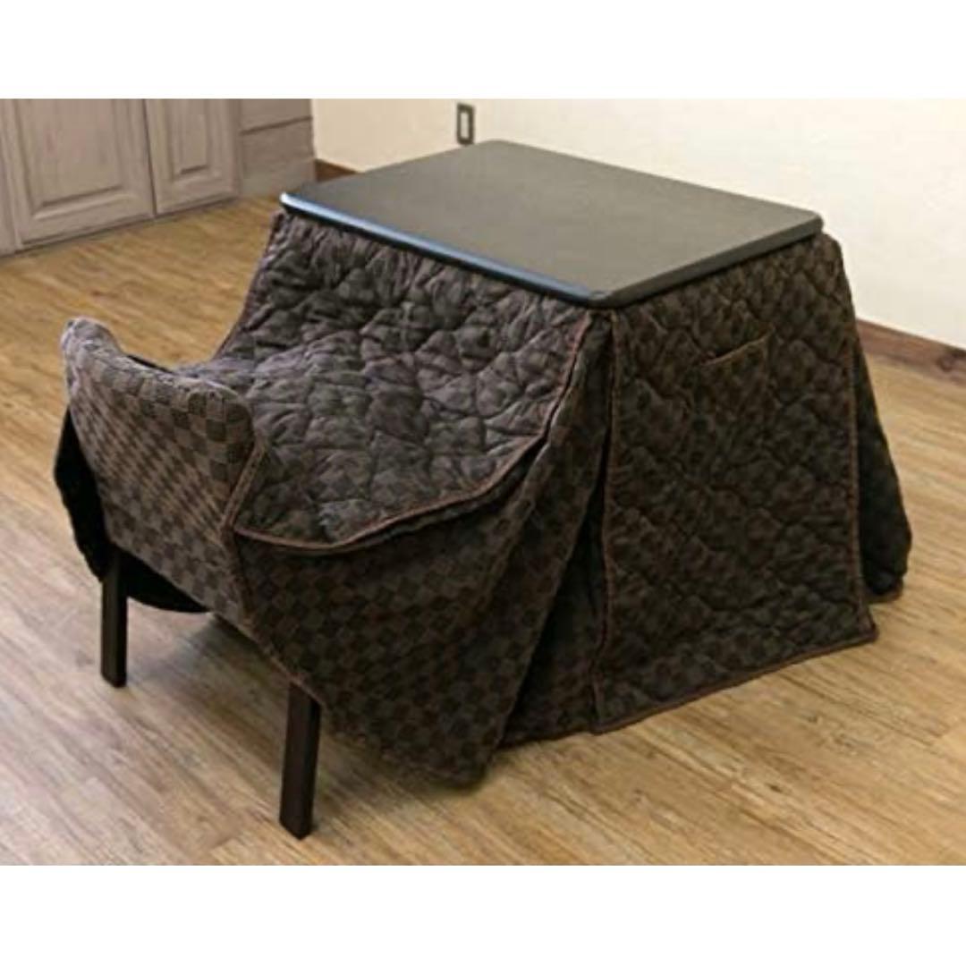 未使用 長方形パーソナルコタツ イス付3点セット ひとり用 ブラウン S3-08 タンスのゲン こたつ パーソナルこたつ 3点セット こたつセット 80×50