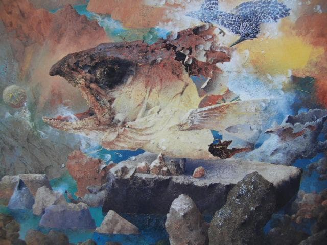 檀野功、【蘇る剥製】、希少な画集画、新品高級額 額装付、状態良好