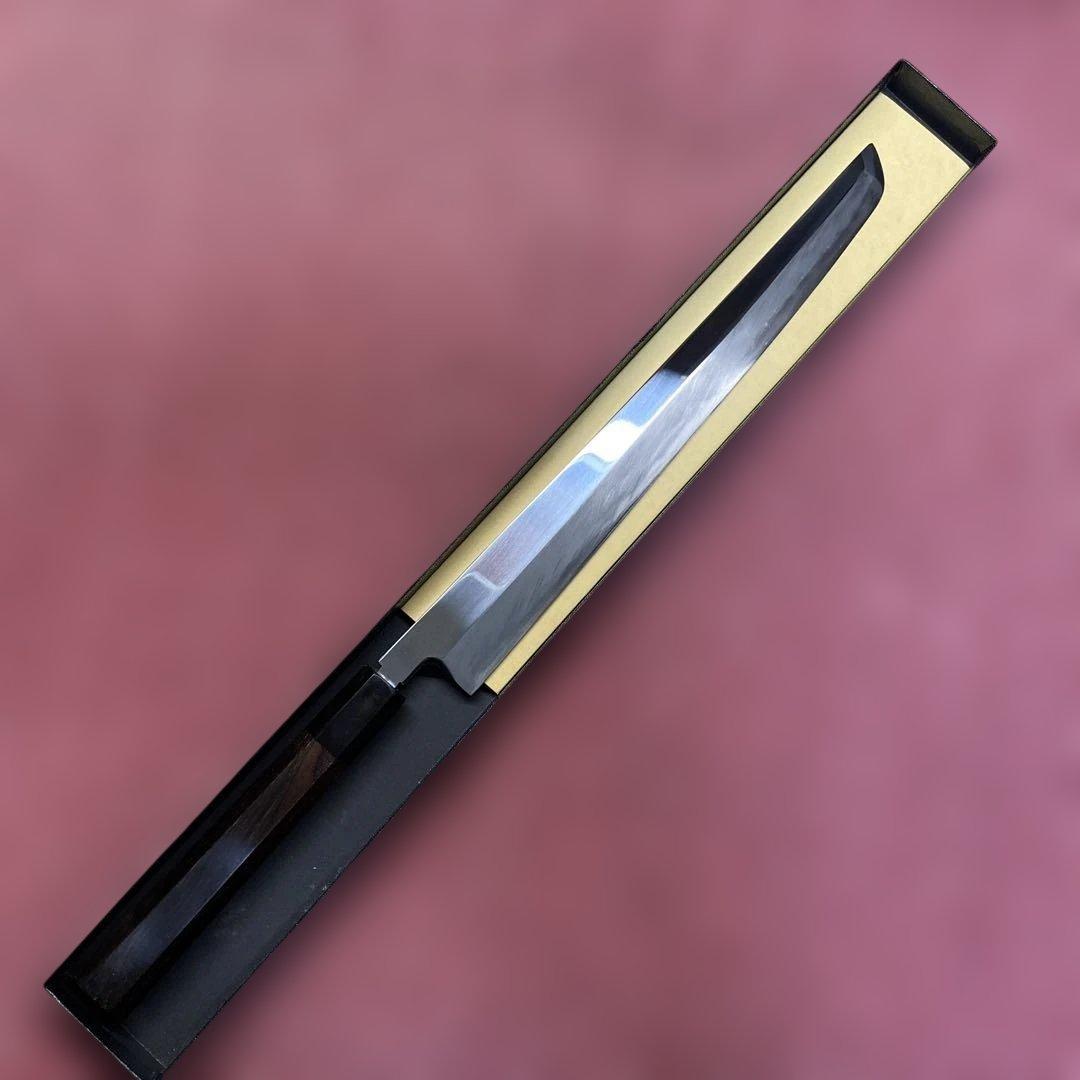 青二鋼　先丸柳刃包丁　300㎜ 尺0寸 堺 孝行 玄武 青ニ鋼 鏡面仕上げ 先丸柳刃包丁 300mm 黒檀柄 – 清助