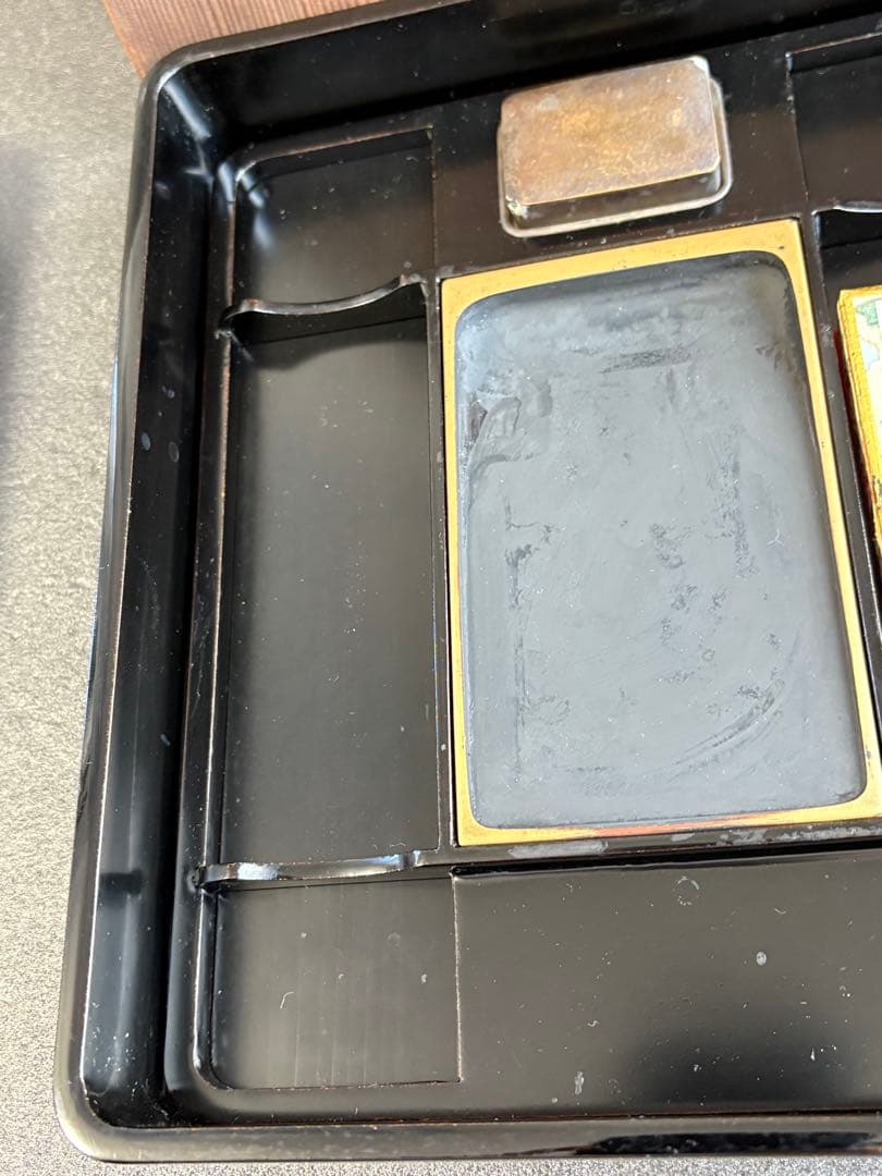 極美品/希少】時代物 金蒔絵 硯箱 フルセット 鶏竹紋 大正期 骨董