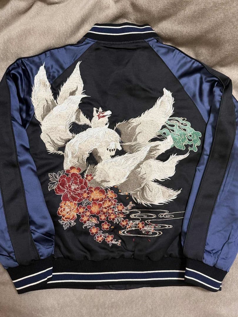 未使用 キツネ 狐 桜 SKAJAN スカジャン ネイビー vintage 美品