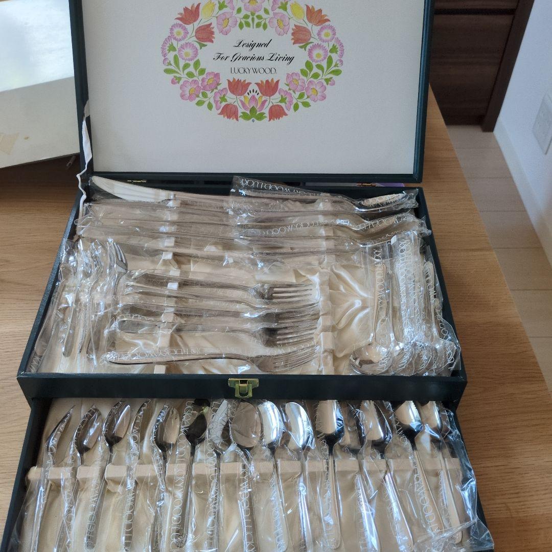 もりラッキーウッド8種40点ステンレス製カトラリーセット LUCKY WOOD（ラッキーウッド） カトラリーセット ナイフ フォーク