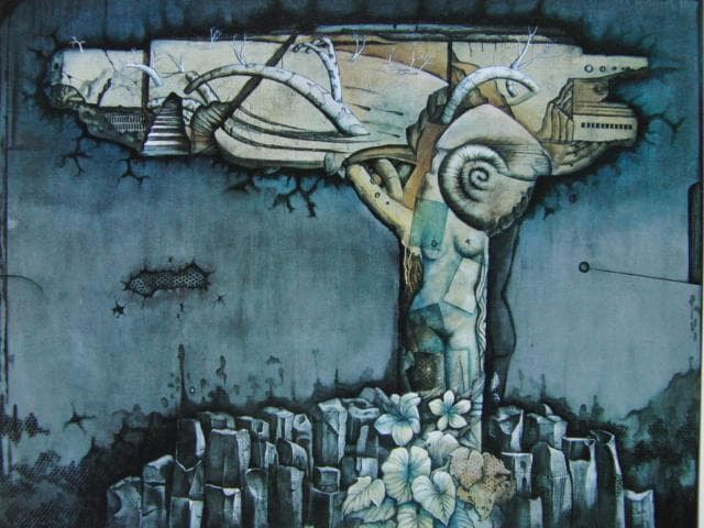 久保田晃二、樹のある風景、希少な画集より、新品高級額