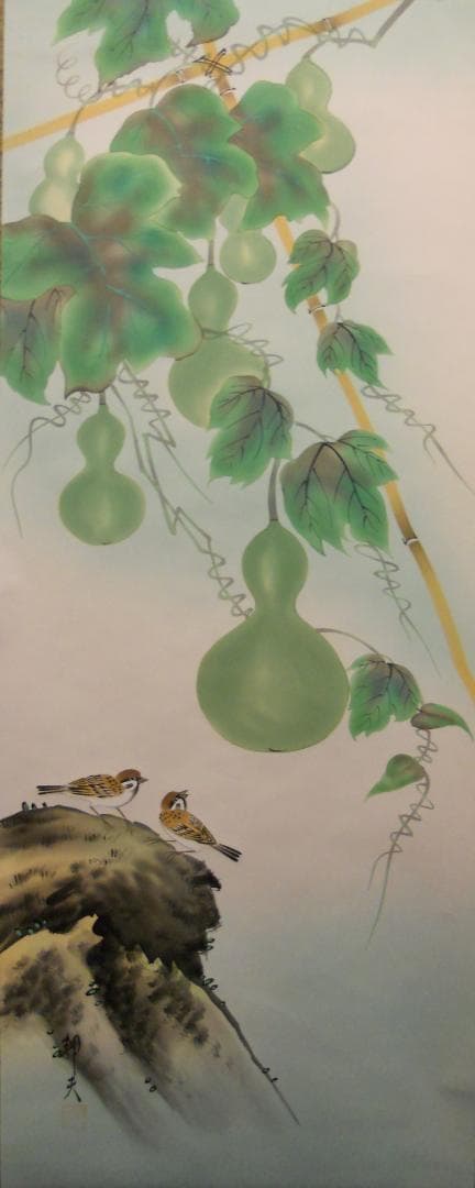 掛け軸 邦夫 開運六瓢 絹本 希少 軸装 茶道具 掛軸 美品 です。