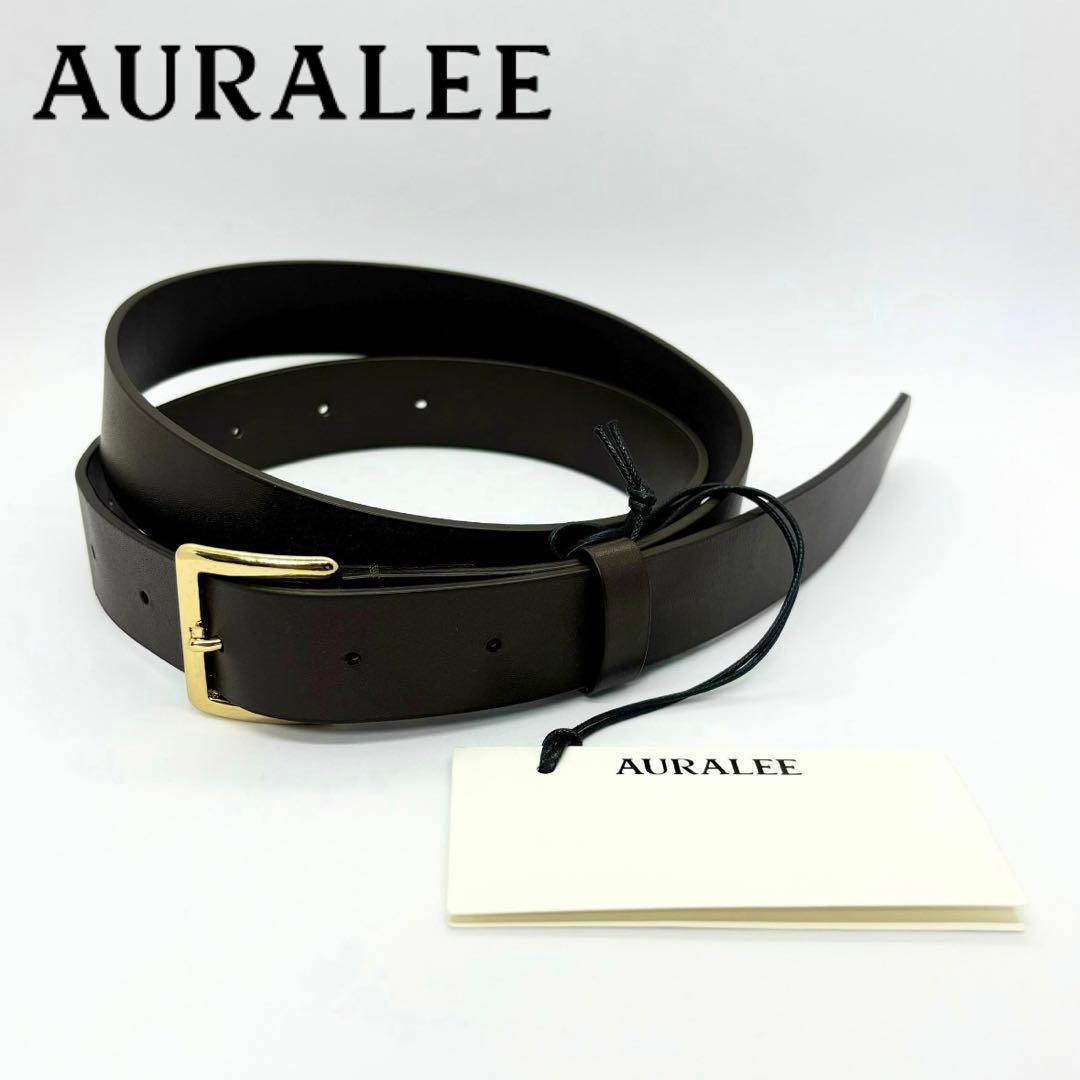 オーラリー レザー スクエア バックル カーフレザー ベルト ダーク