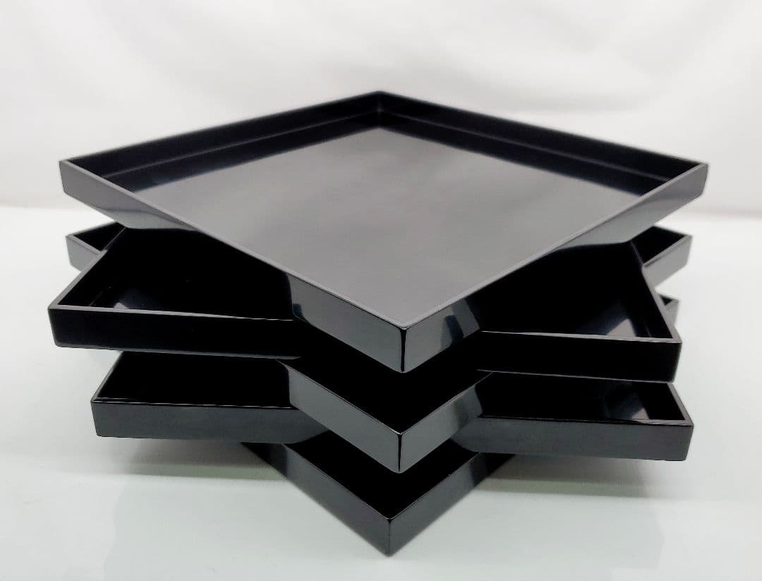 ②やや使用感　漆塗り 茶道具 会席膳　5個セット 懐石膳　漆器