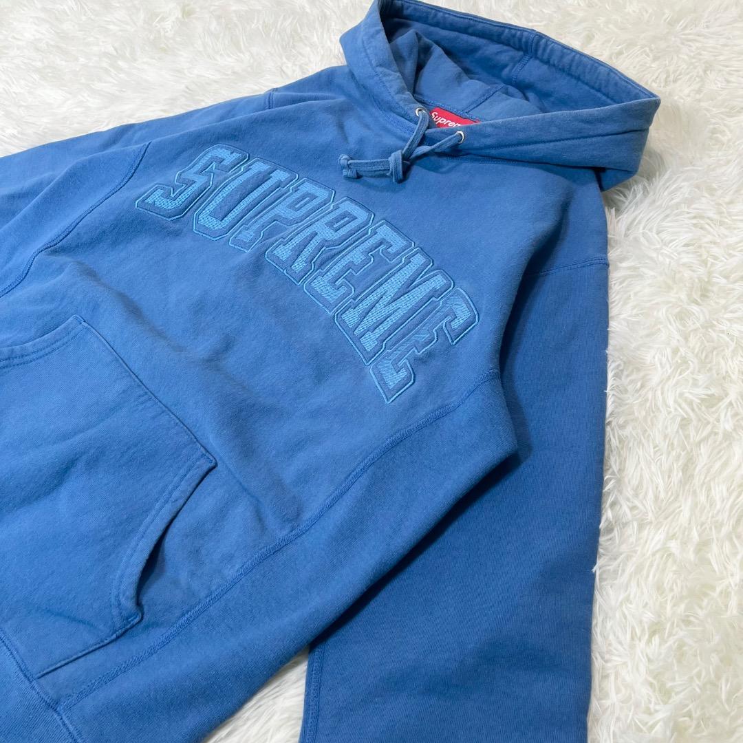 シュプリーム Supreme パーカー 刺繍ロゴ アーチロゴ S ブルー 青