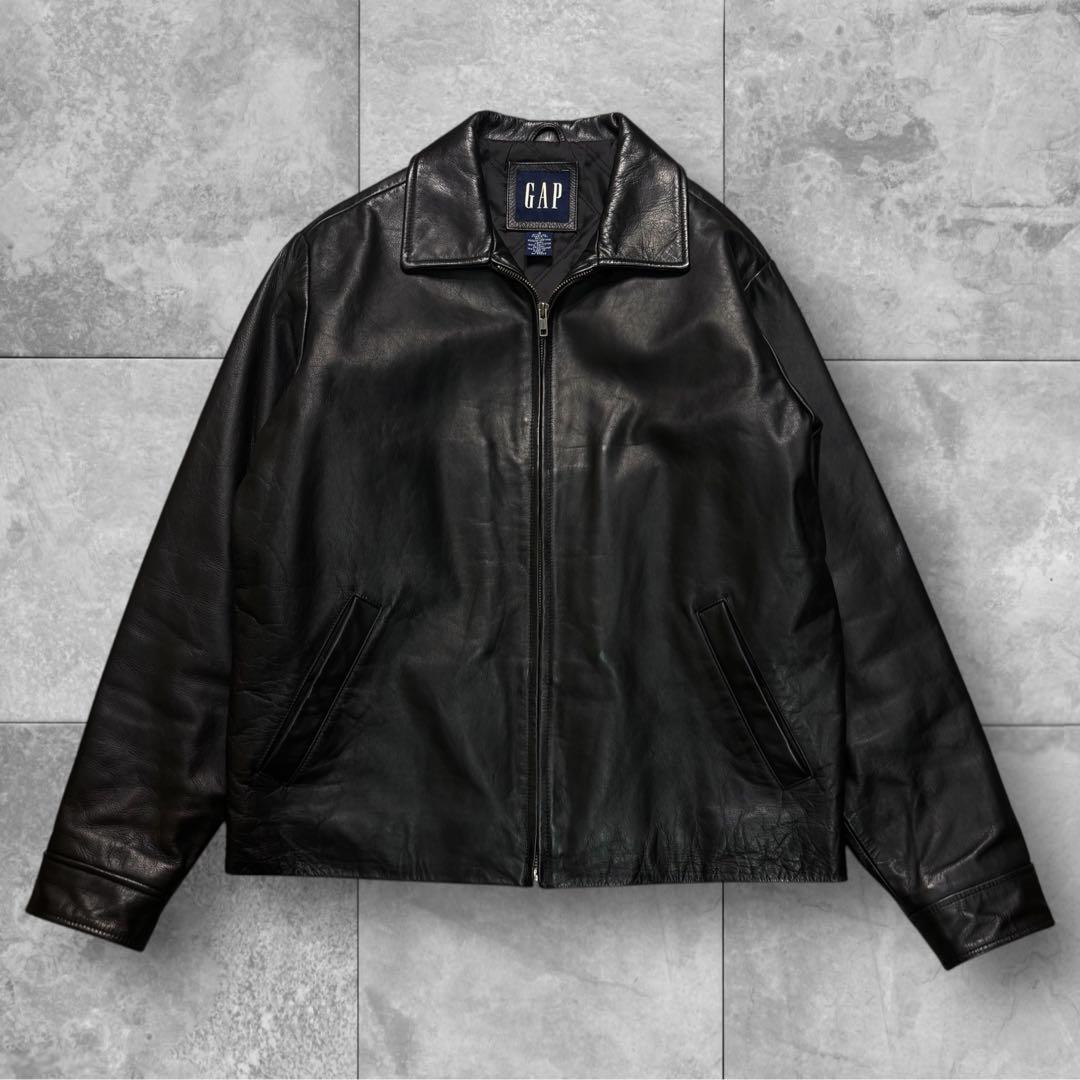 オールドギャップ レザージャケット S 紺タグ ブラック キルティングライナー