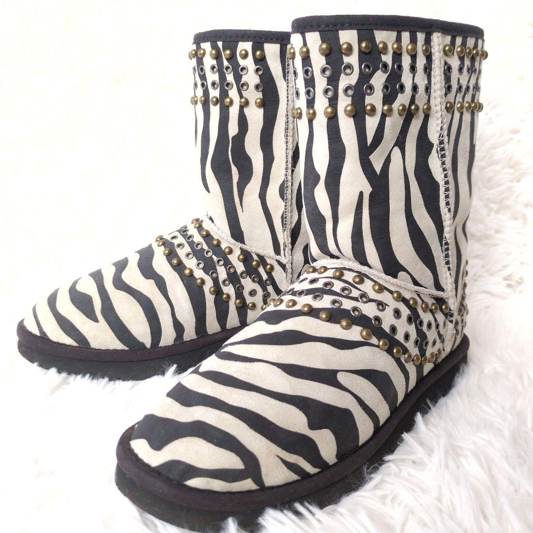 希少✨UGG & JIMMY CHOO ゼブラ柄 ムートンブーツ スタッズ