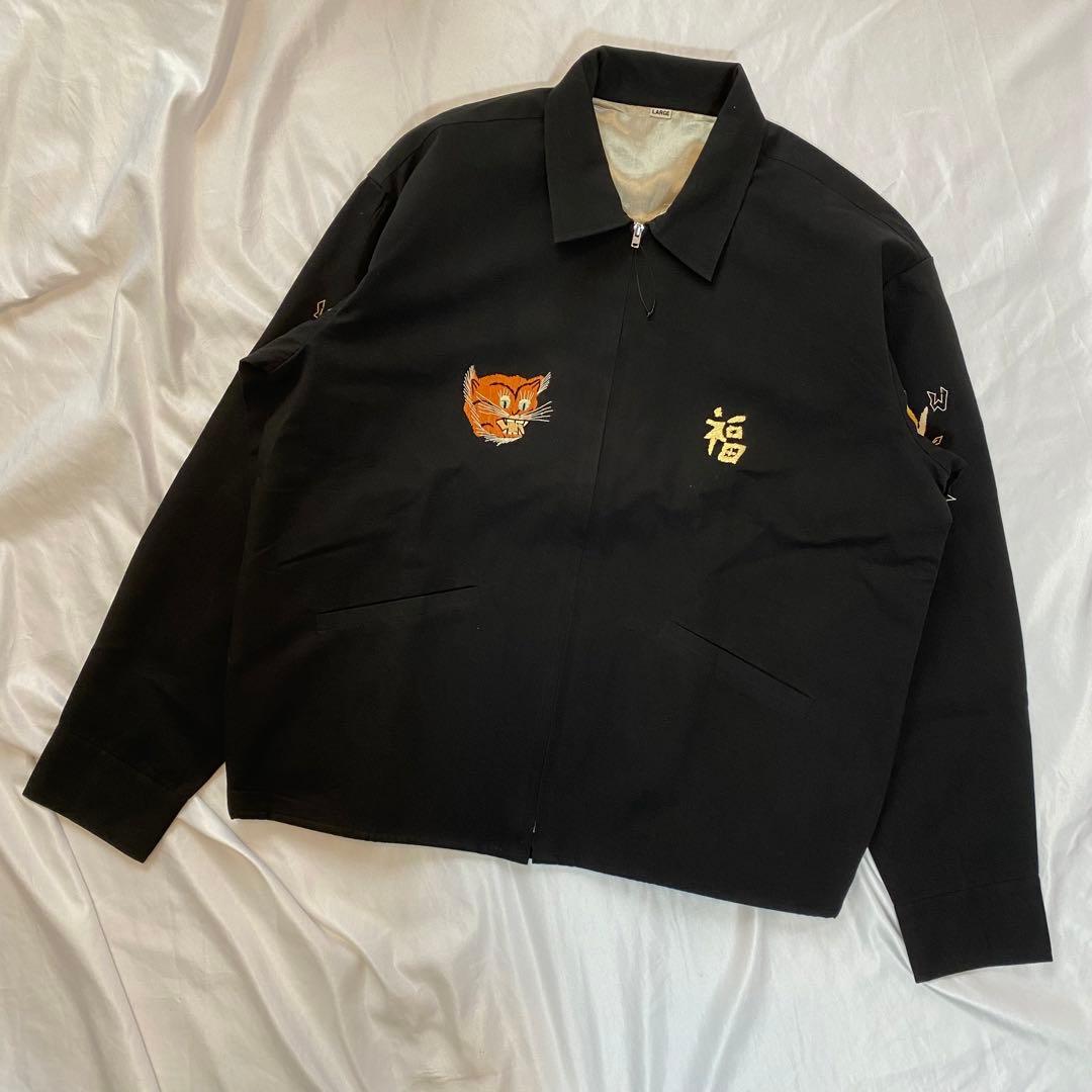 ベトジャン スカジャン ジャケット ミリタリー 黒 ジップアップ L 55