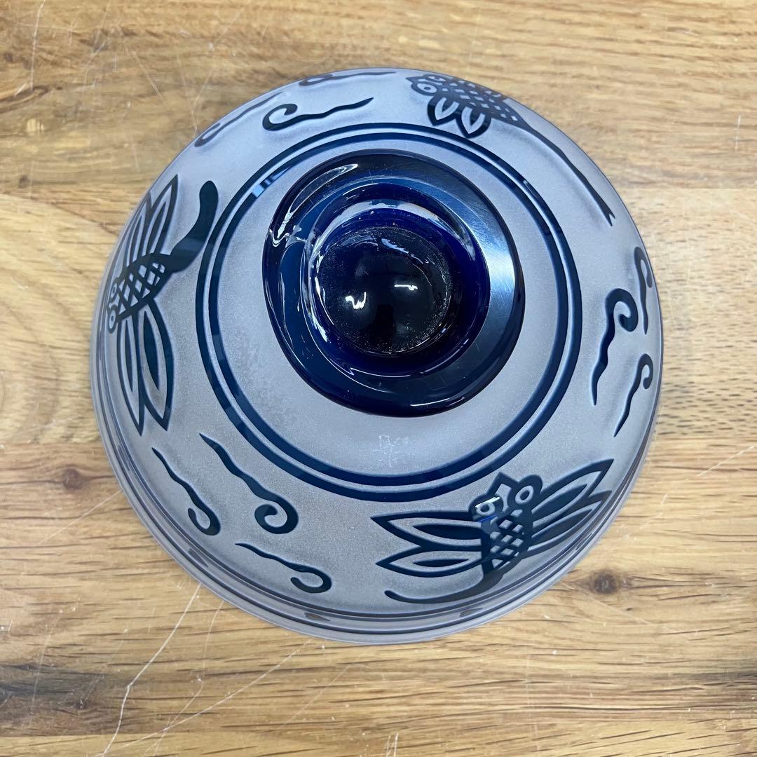 未使用 松添春 硝子 蜻蛉 茶碗 抹茶茶碗 茶道具 ガラス トンボ柄
