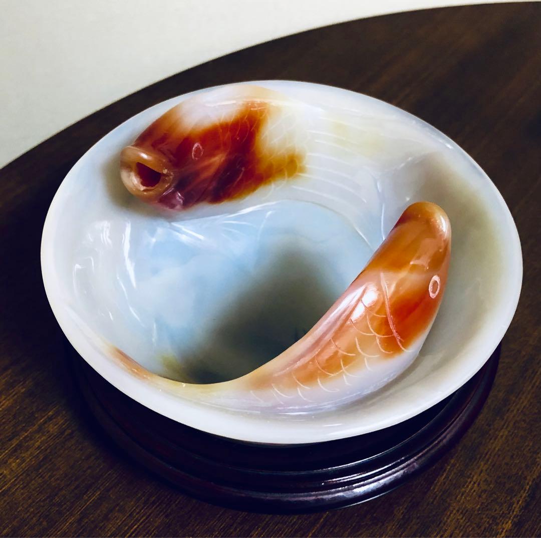 巧色玉椀　本瑪瑙　 天然石　刳抜　一本彫り　中国骨董