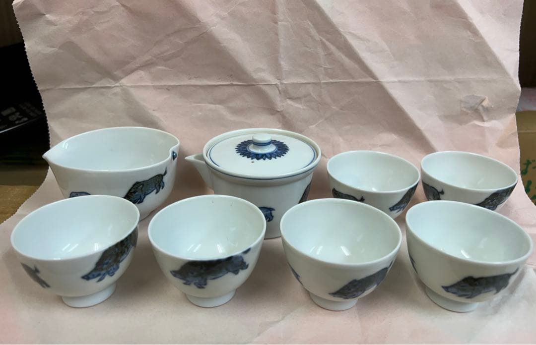 大丸北峰 干支猪 清水焼 玉露茶碗セット