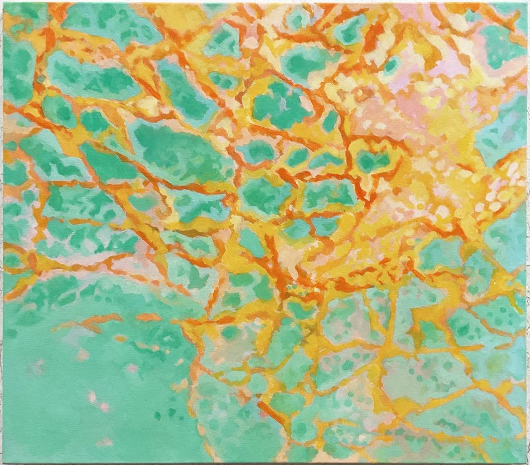 絵画 869 油絵/抽象画風/ひび割れ/F10号