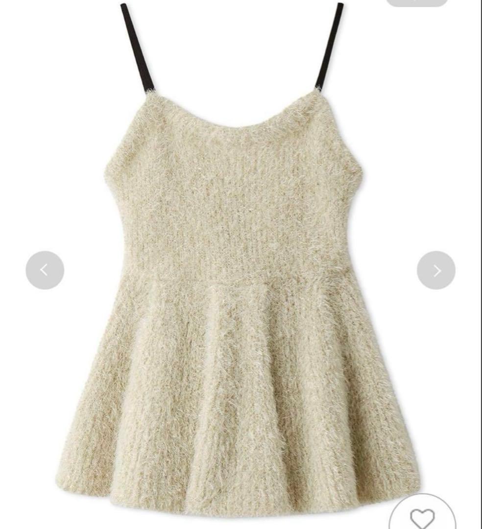 FRAY I.D ラメフェザーニットペプラムキャミ　ホワイト