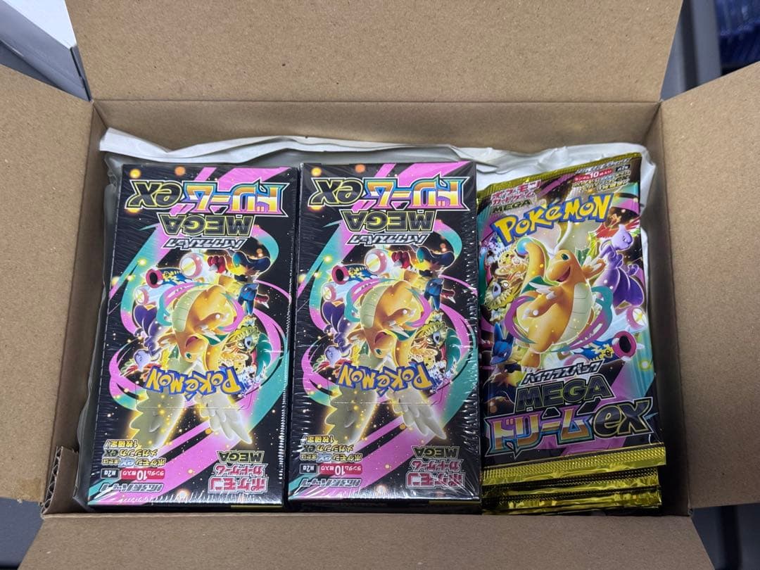 ポケモンカードMEGAドリームex 2BOXシュリンク付き箱無し1ボックス分 MEGA ドリームex シュリンク無し未開封2BOX