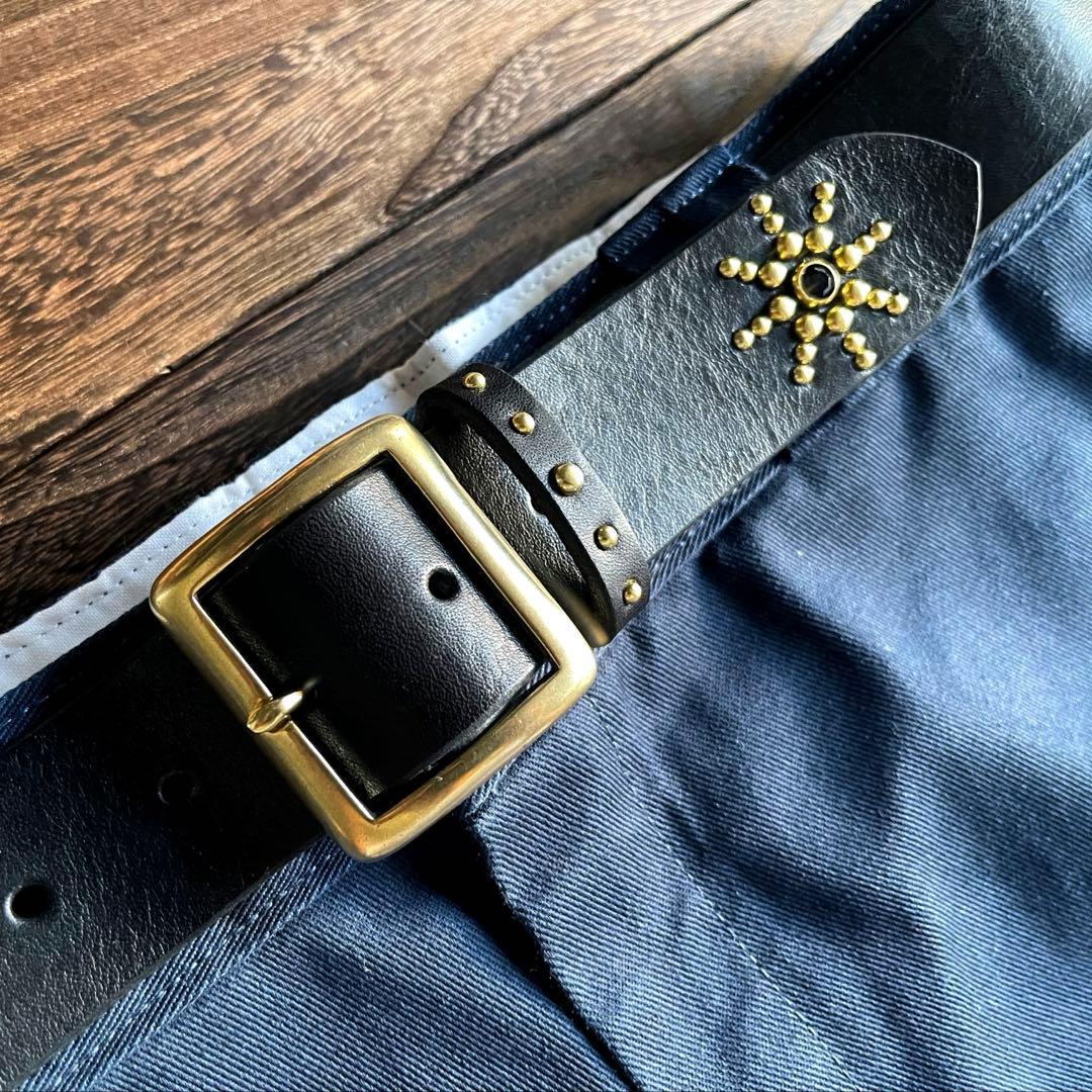 ディッキーズ874専用スタッズギャリソンベルト ミッスーリ真鍮HTC