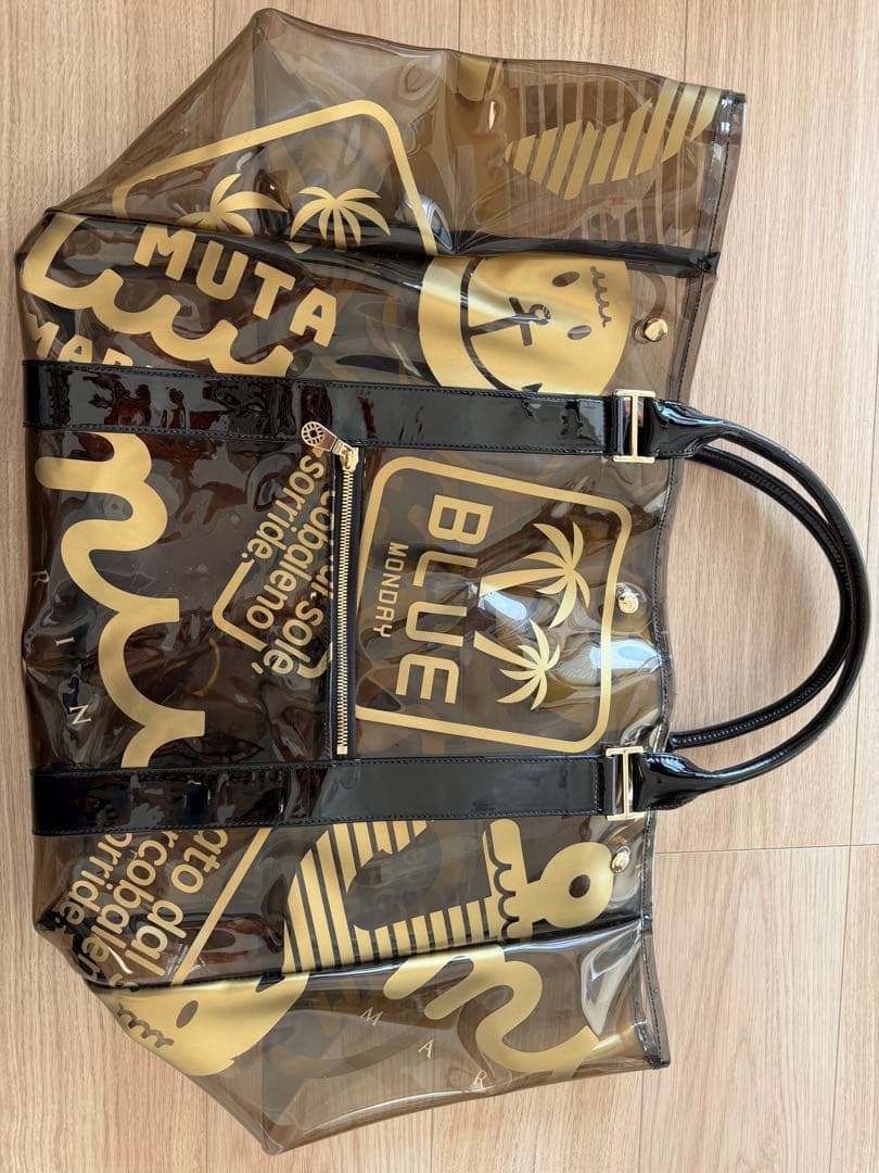 mutaマリン クリアトートバッグ ブラック×ゴールド