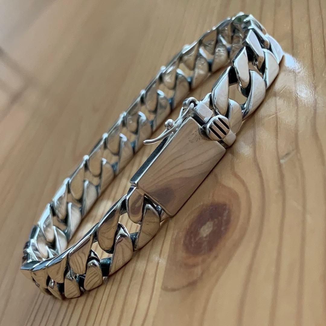 喜平チェーン ブレスレット シルバー925鑑定済 8mm×18cm キューバン