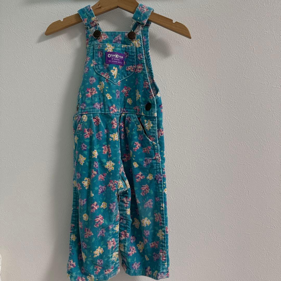 OshKosh 花柄コーデュロイオーバーオール　use製　希少