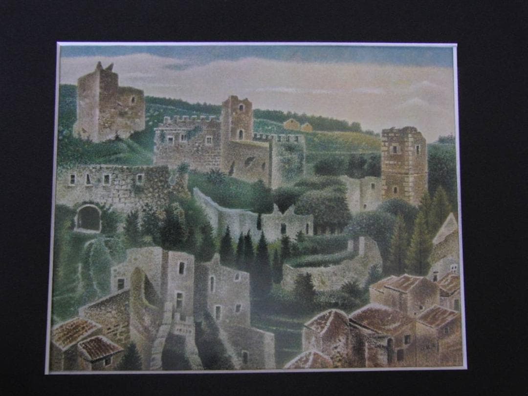 岡鹿之助、【城跡】、希少な大判額装用画集より、美品、日本人画家