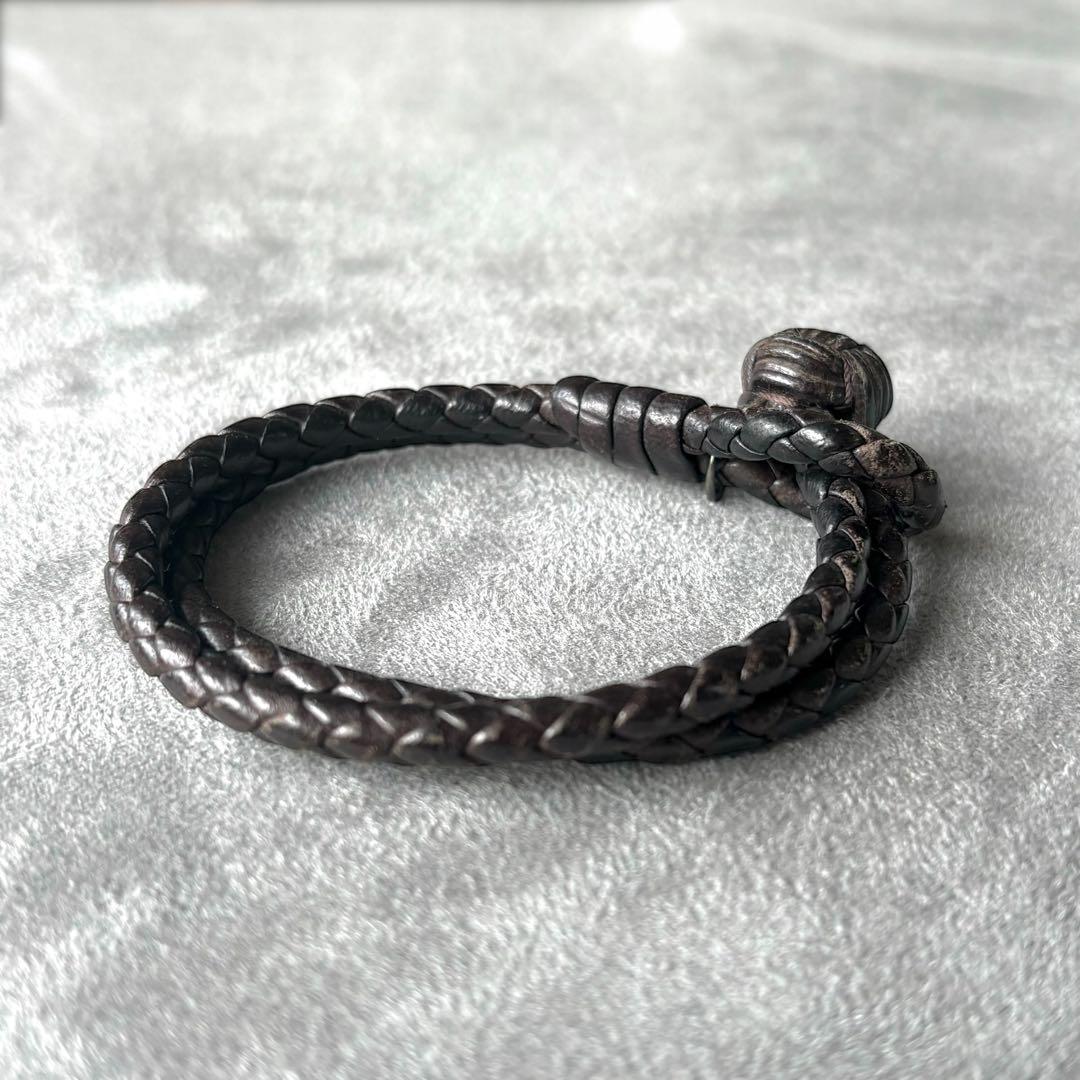 bottega veneta イントレチャート レザーブレスレット 925 刻印 - メルカリ
