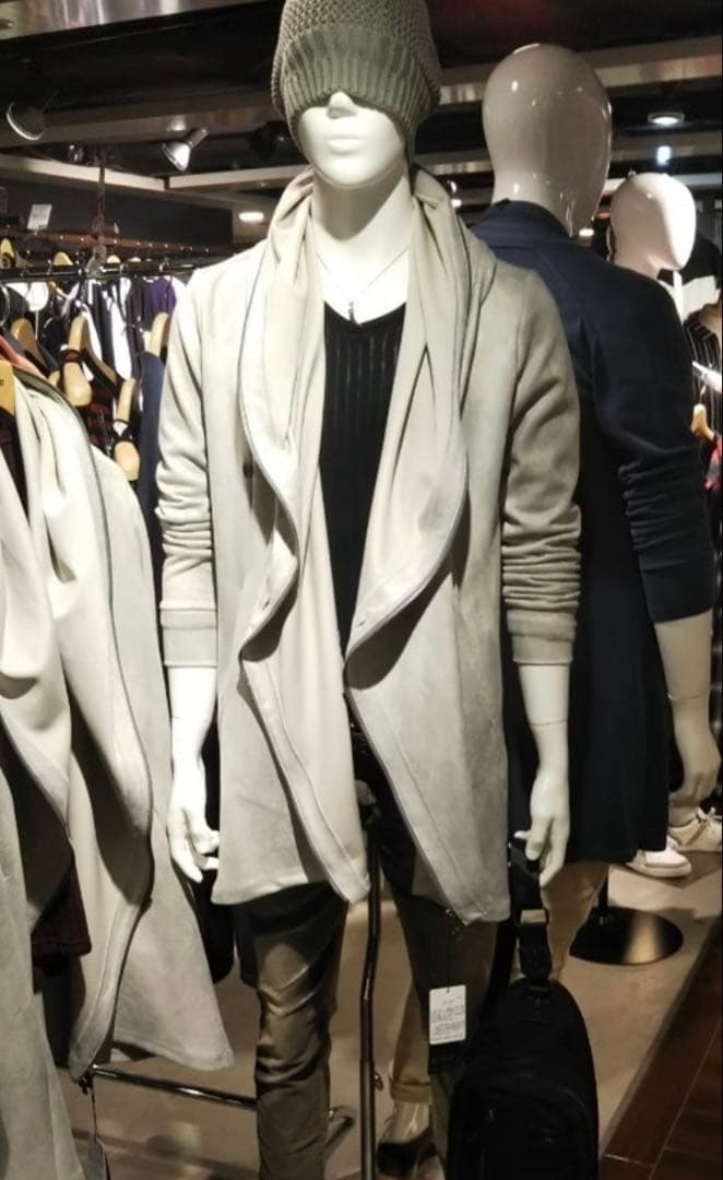 【美品】トルネードマートネオプレーンドレープロングパーカー フード ライトグレー