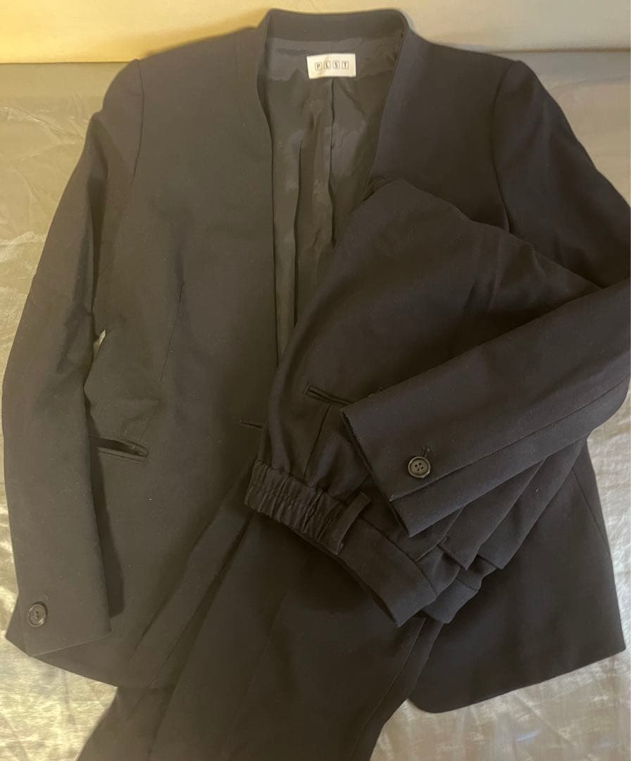 PLST カラーレス　ジャケット　パンツ　セットアップ　スーツ　ネイビー　M L