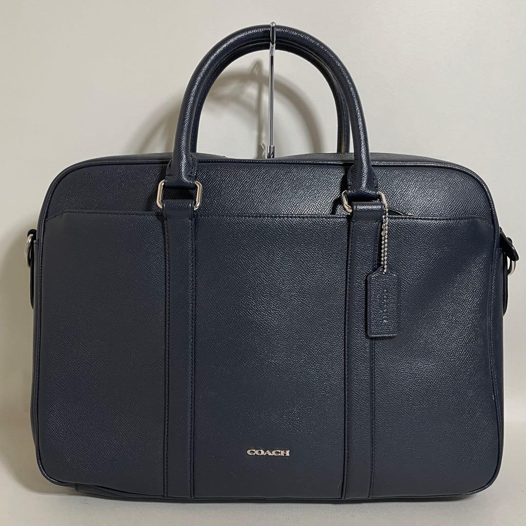 2602-161｜美品｜コーチ 2WAYビジネスバッグ レザー ネイビー - メルカリ