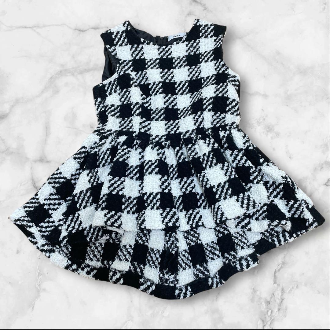 T ！sheller シェリエ　ツイード　ペプラムトップス チェック