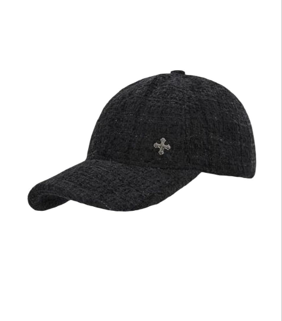 帽子 andwang tweed classical logo cap black