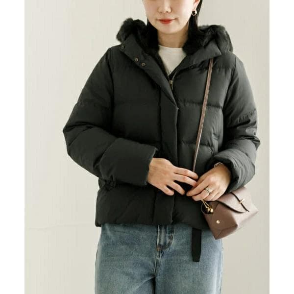 URBAN RESEARCH ラビットフードストレッチショートダウン36 黒 URBAN RESEARCH（アーバンリサーチ）の「ラビットフードストレッチ