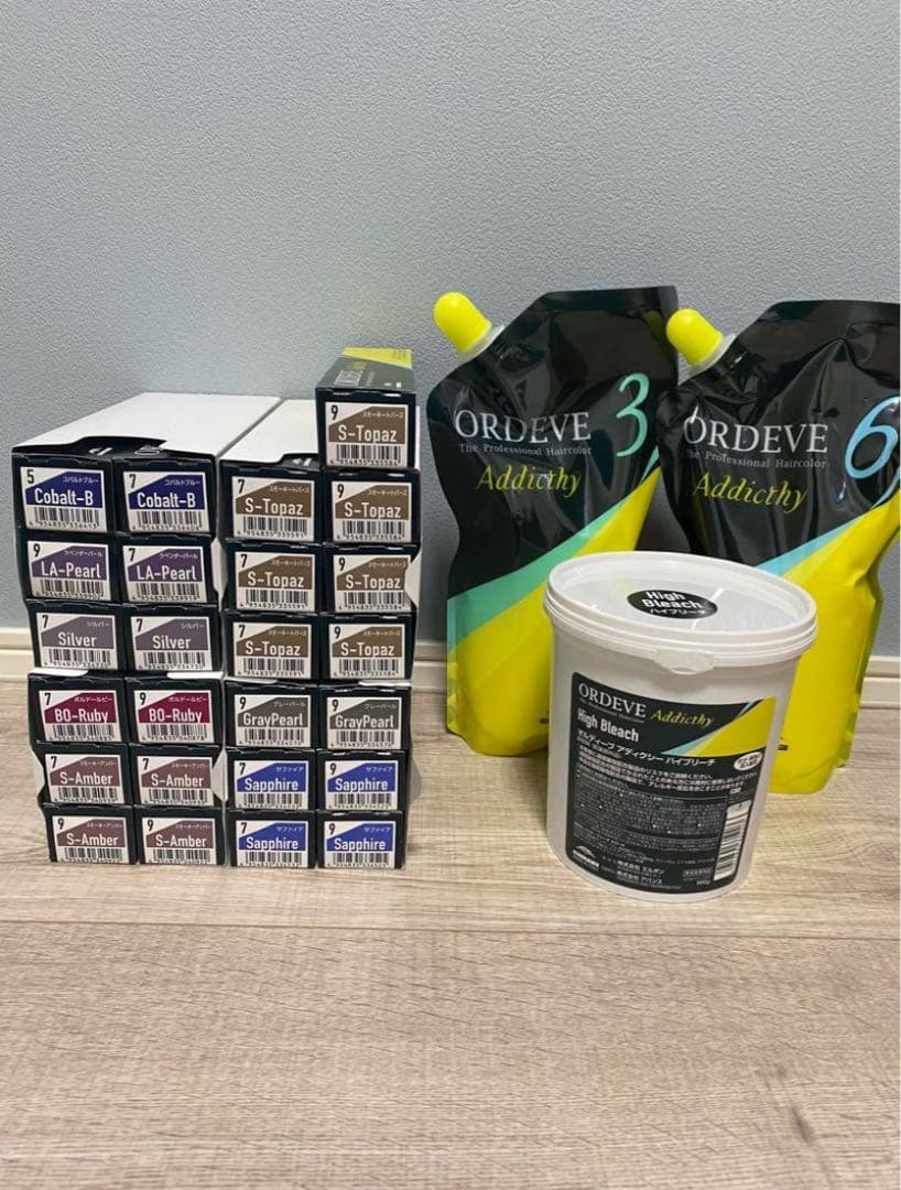 ミルボン　アディクシーカラー２５本　オキシ、ハイブリーチ付き