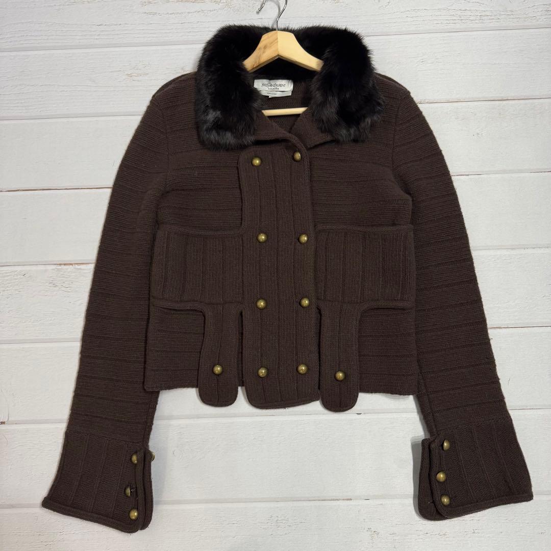 イヴ サンローラン リブゴーシュ 金ボタン ニット ファー トムフォード