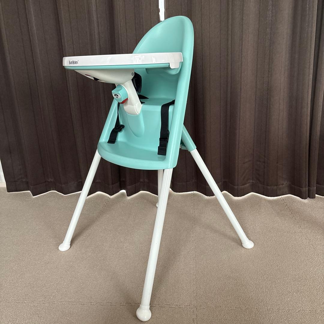 良品 BABY BJORN ハイチェア ハーネス付き ライトグリーン